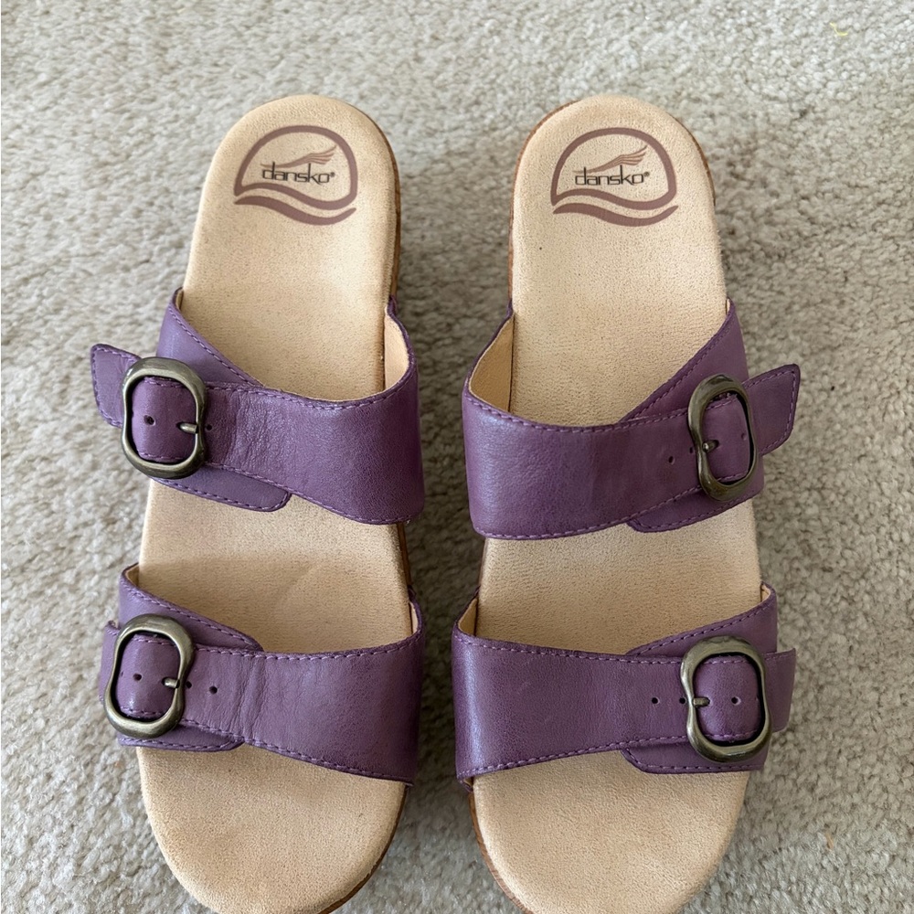 Dansko Women's Purple Double-Buckle Slide Sandals